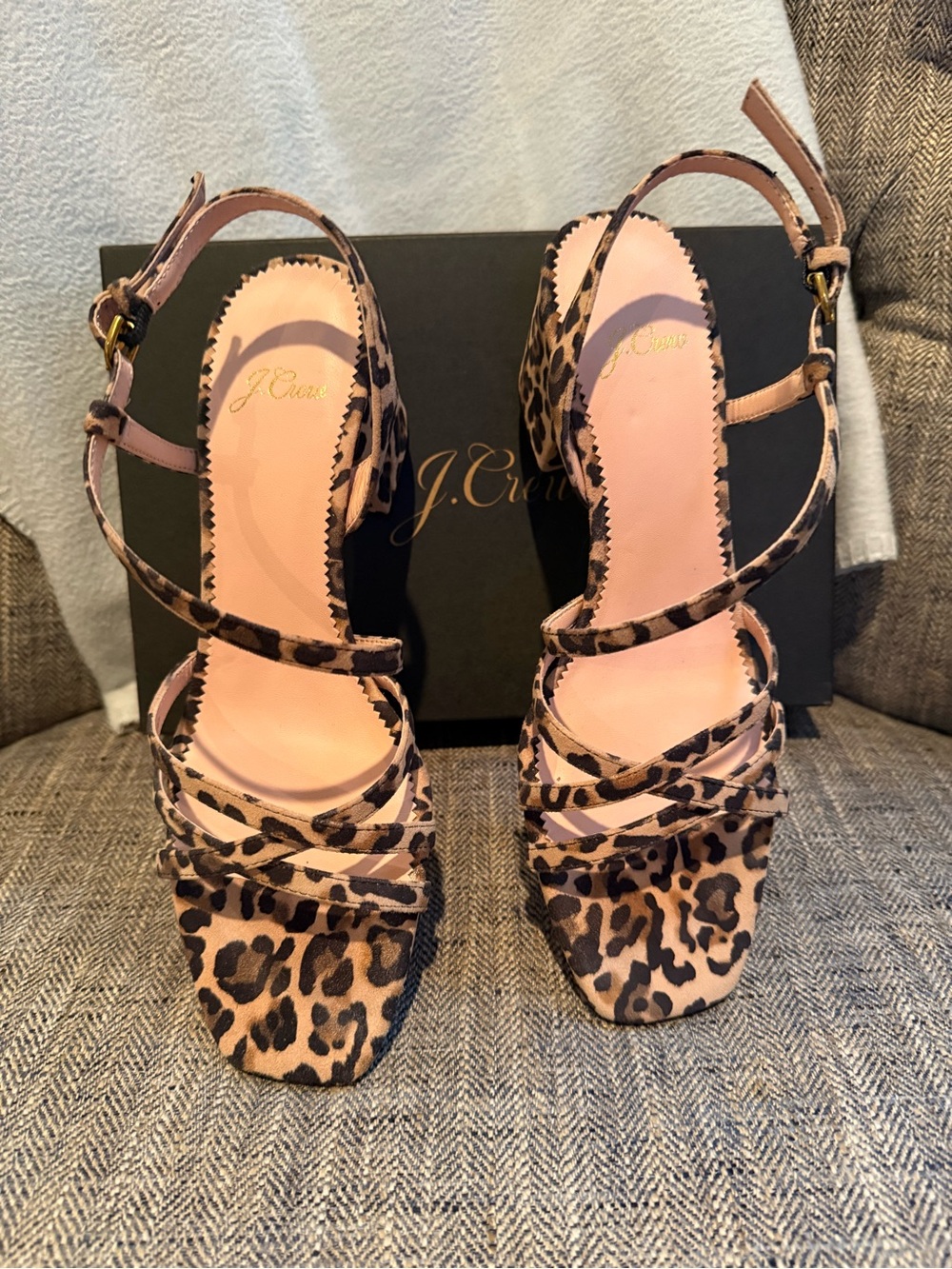 J. Crew Leopard Print Strappy Block Heel Sandals - size 7.5 - Picture 4 of 11